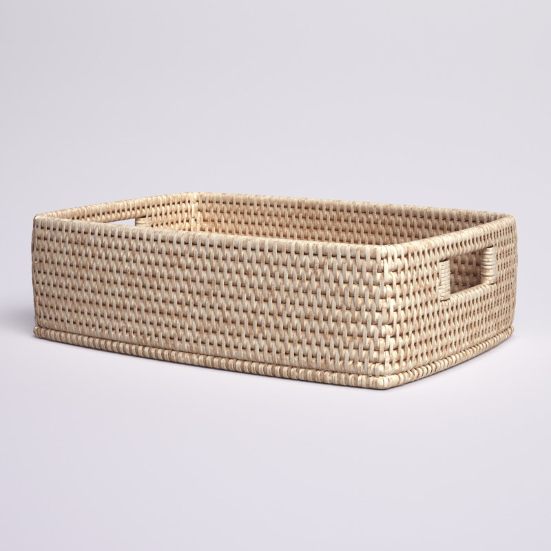 Dotted Line™ Rattan Rectangular Basket with Rounded Corners and Cutout